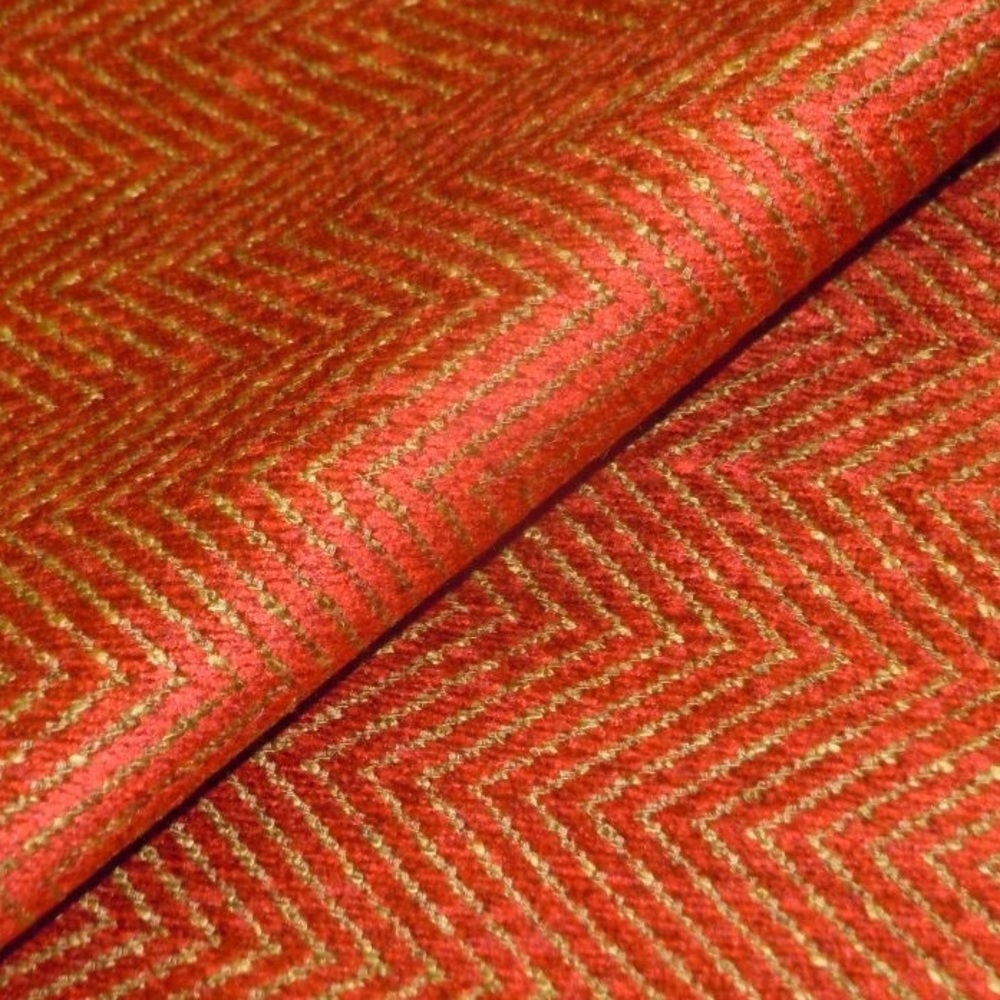 Crypton Railroaded Chevron color Crimson Fabric